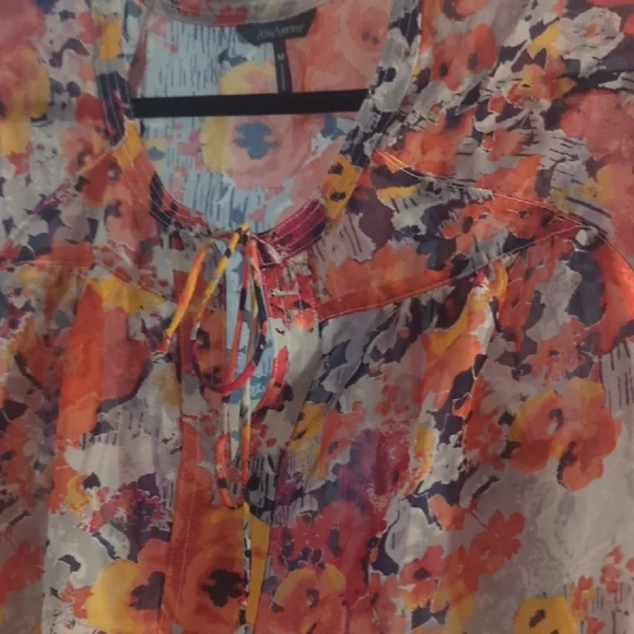 Daisy Fuentes Floral Blouse - Red and Orange - Picture 3 of 5